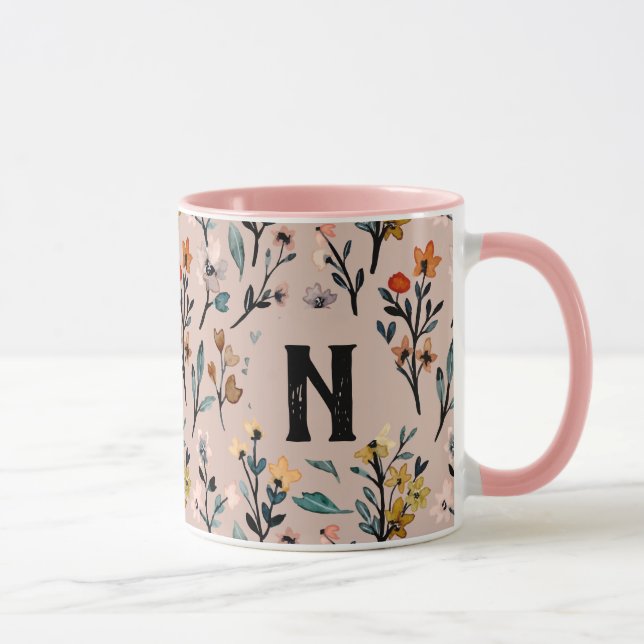 Taza Elegante patrón floral hembra hispana rosada (Derecha)