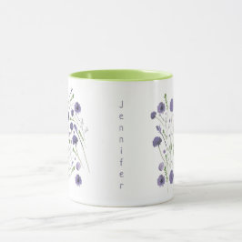 Taza Elegante patrón floral verde púrpura