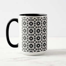 Taza Elegante patrón geométrico en blanco y negro