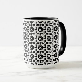 Taza Elegante patrón geométrico en blanco y negro