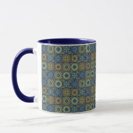 Taza Elegante patrón marroquí azul y blanco