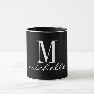 Taza Elegante Personalizado de nombres de monograma bla