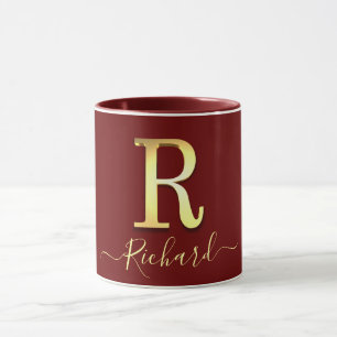 Taza Elegante Personalizado de oro Monograma R Nombre M
