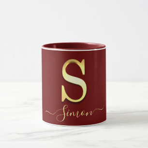 Taza Elegante Personalizado de oro Monograma S Nombre M