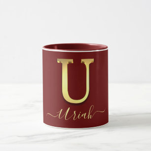 Taza Elegante Personalizado de oro Monograma U Nombre M