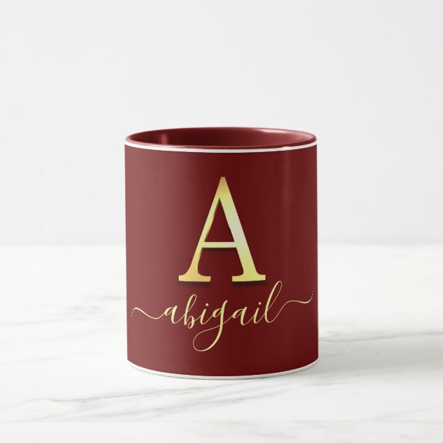 Taza Elegante Personalizado dorado Monograma A Nombre (Centro)