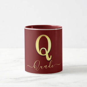 Taza Elegante Personalizado dorado Monograma Q Nombre