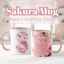 Taza Elegante Personalizado Sakura Mug con letra S