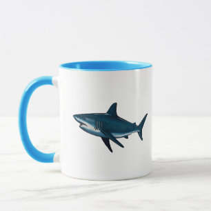 Taza Elegante pez de tiburón azul y blanco