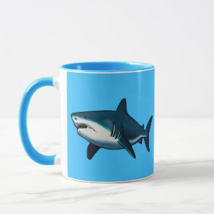 Taza Elegante pez de tiburón azul y blanco
