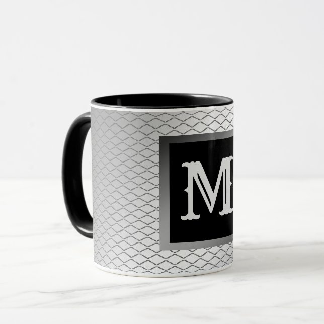 Taza Elegante plata de lujo Metalizado Monogramado (Anverso izquierdo)