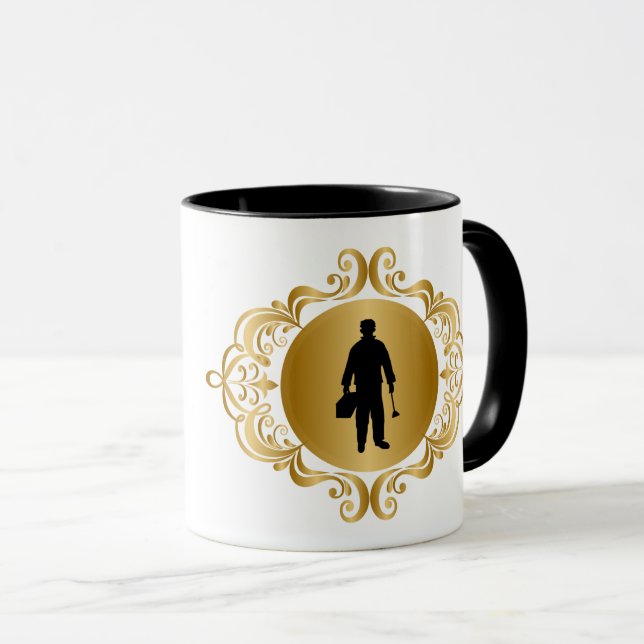 Taza Elegante Plumber Black Silhouette Name Mug (Anverso derecho)