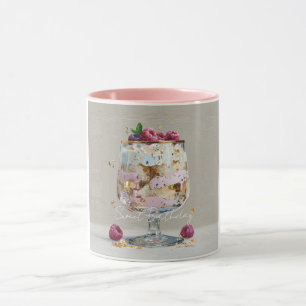 Taza Elegante Postre de Frambuesa con Impasto Cumpleaño