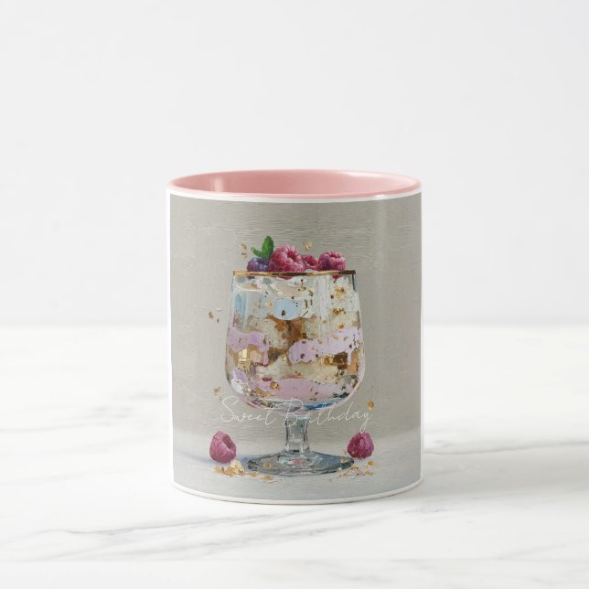 Taza Elegante Postre de Frambuesa con Impasto Cumpleaño (Centro)