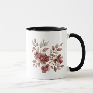 Taza Elegante Ramo Floral Acuarela Burgundy