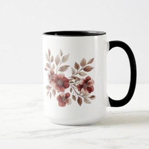 Taza Elegante Ramo Floral Acuarela Burgundy