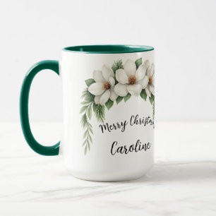 Taza Elegante regalo de vacaciones florales de invierno