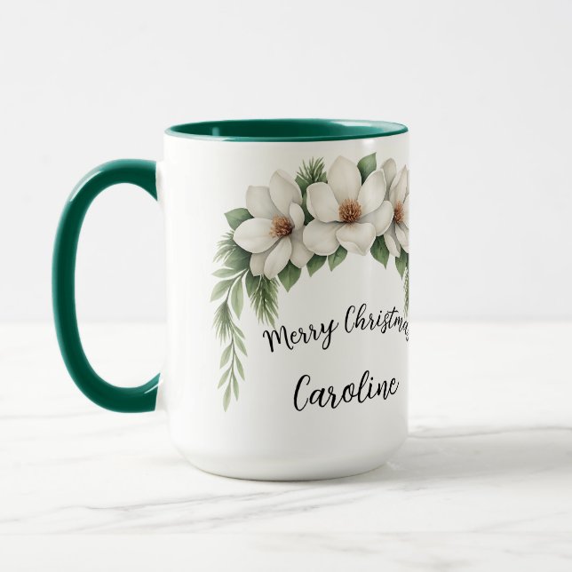 Taza Elegante regalo de vacaciones florales de invierno (Izquierda)