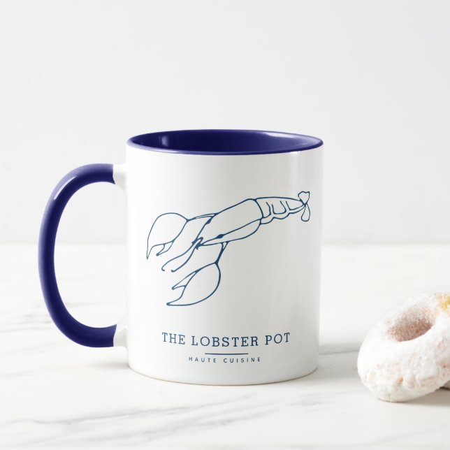 Taza Elegante Restaurante Nautical Blue Lobster / Seafo (Con donut)