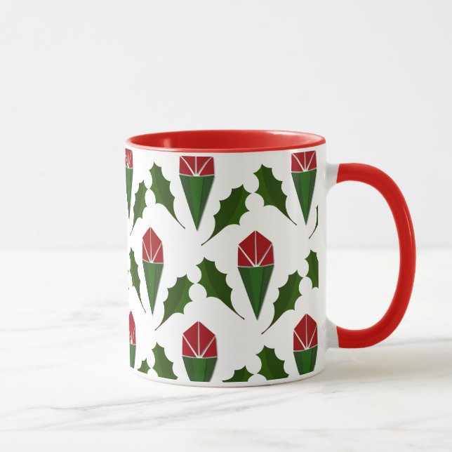 Taza Elegante Resumen Roses Rojas y Patrón Floral Holly (Derecha)