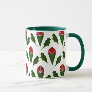 Taza Elegante Resumen Roses Rojos, Holly Holiday Patter