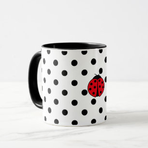 Taza Elegante retro Ladybugs y puntos de polka
