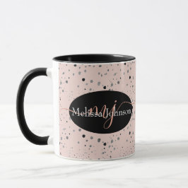 Taza Elegante Rosa con letras de oro en negro