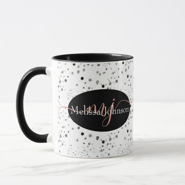 Taza Elegante Rosa con letras de oro en negro (Izquierda)