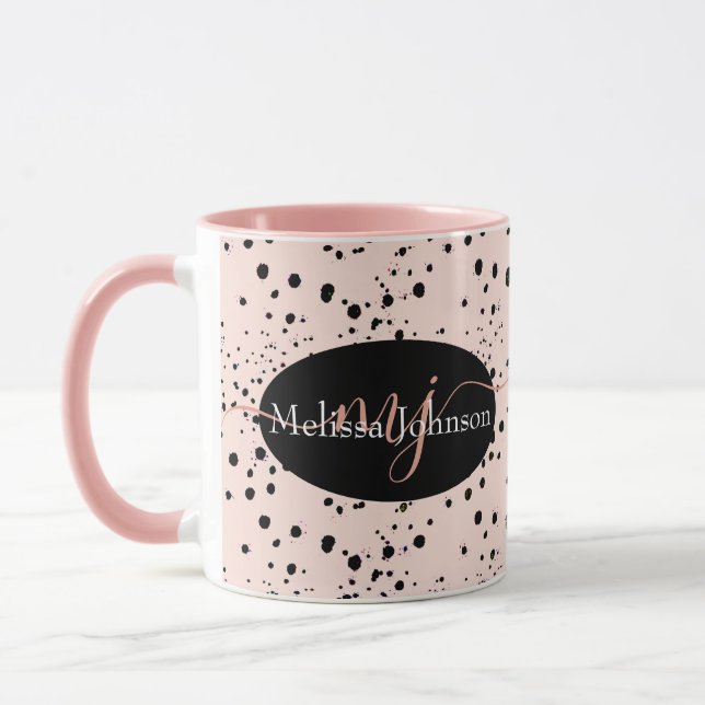 Taza Elegante Rosa con letras de oro en negro (Izquierda)