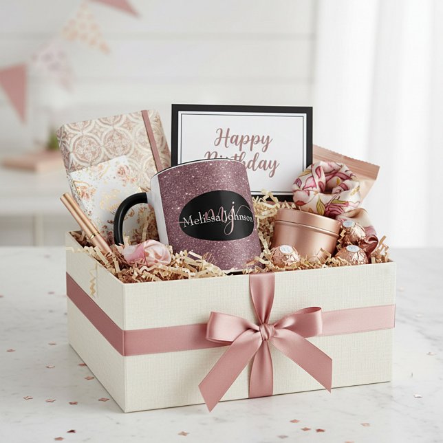 Taza Elegante Rosa con letras de oro en negro (Subido por el creador)