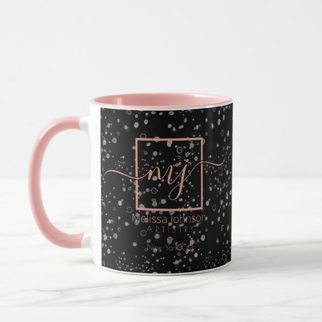 Taza Elegante Rosa de oro en negro (Izquierda)
