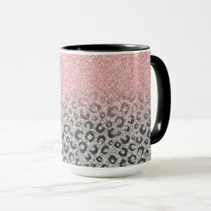Taza Elegante Rosa dorado Purpurina Leopardo Imprimir