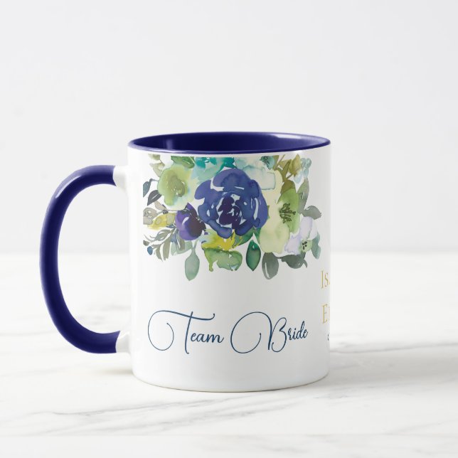 Taza Elegante Rosas de acuarela de la marina Boda de no (Izquierda)