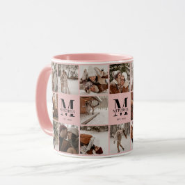 Taza Elegante Rubor Pink Multi Collage de fotos Keepsak
