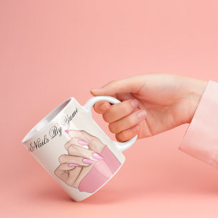 Taza Elegante Salón De Belleza Con Clavos De Color Rosa