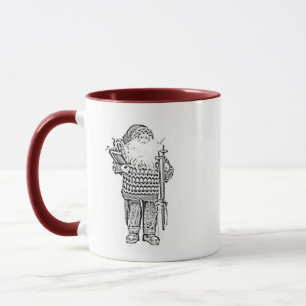 Taza Elegante Santa en suéter festivo, boceto navideño