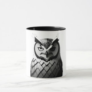 Taza Elegante Schwarz-Weiß-Eulentasse