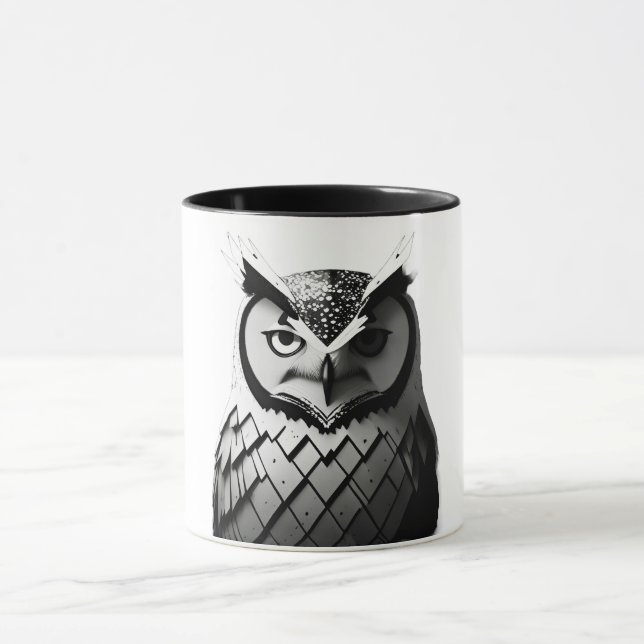 Taza Elegante Schwarz-Weiß-Eulentasse  (Centro)