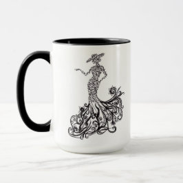 Taza Elegante Silueta de Dama de Moda Arte de Línea de