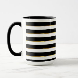 Taza Elegante Stripe Black Gold White