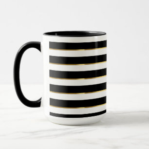 Taza Elegante Stripe Black Gold White