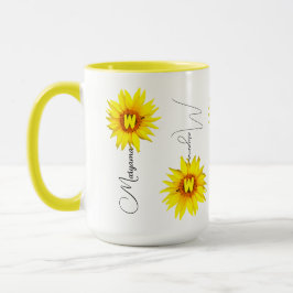 Taza Elegante tazón de café de girasol con nombre perso