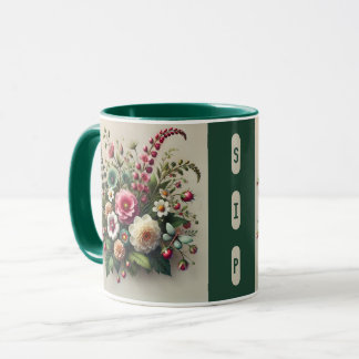 Taza elegante y flores Mug