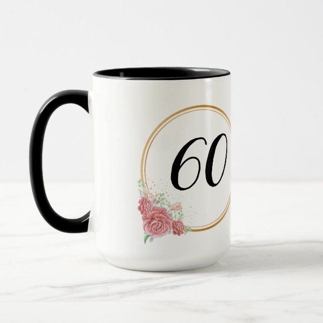 Taza Elegante y moderno acuarela Floral 60 cumpleaños (Izquierda)