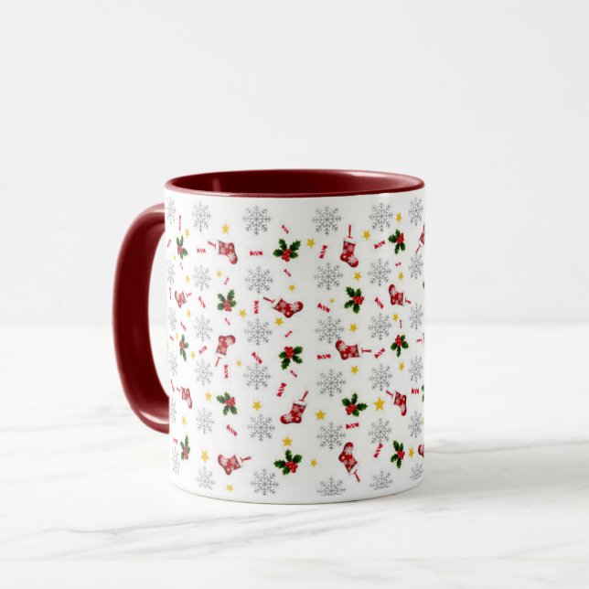 Taza Elegante y moderno Holly deja Navidades de inviern (Anverso izquierdo)
