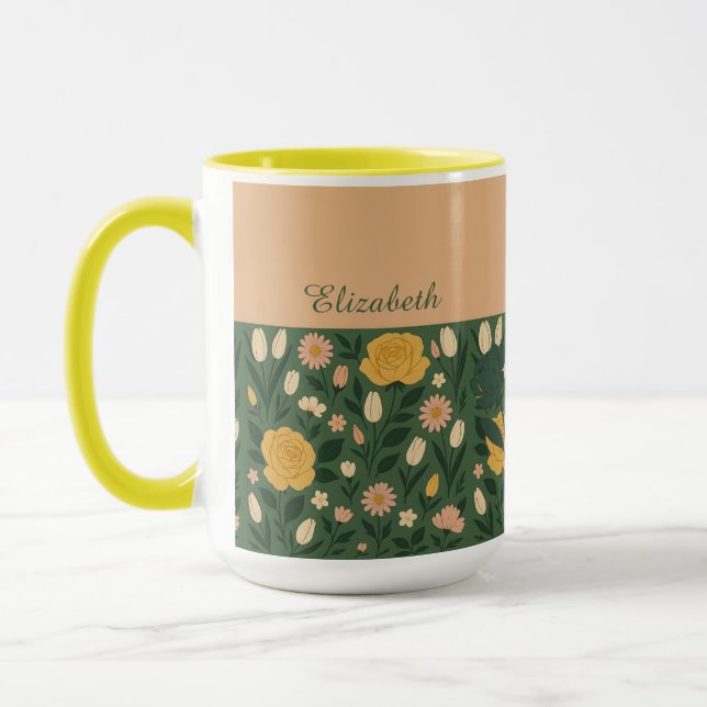Taza Elegante y personalizado café con mango floral ama (Izquierda)