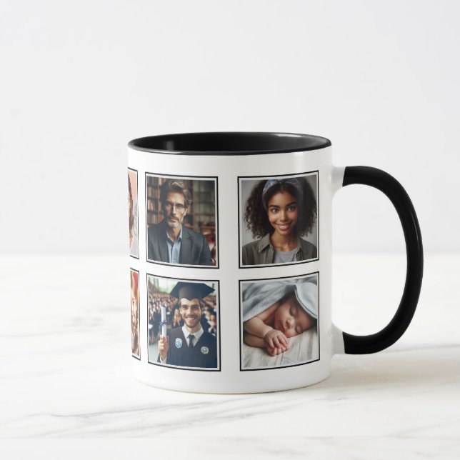 Taza Elegante y personalizado Diez Collages de fotos Bl (Derecha)