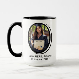 Taza Elegante y personalizado Oval moderno 2 fotos Grad
