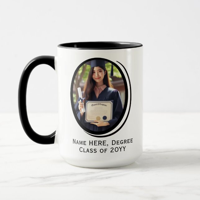 Taza Elegante y personalizado Oval moderno 2 fotos Grad (Izquierda)