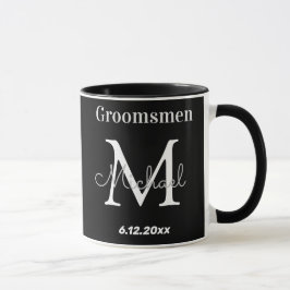 Taza elegantes groomsmens personalizados en blanco negr